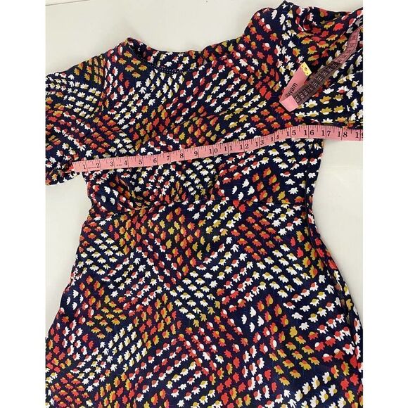 Cottagecore Maeve Floral Print Dress Blue Orange Yellow Puff Sleeve Twee Size 6 - Picture 3 of 11